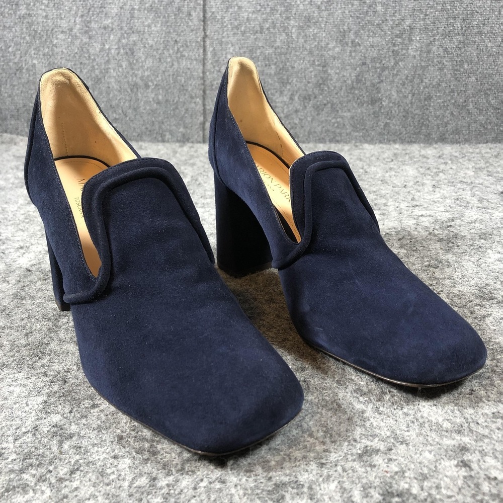 Marion Parke Shoes Womens Size 9 Blue Suede Toscana‎ Block Heel Pumps Made Italy